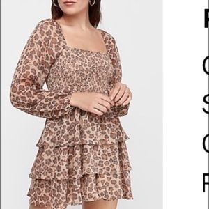 Leopard print smocked ruffle romper NWT